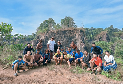 FCOA coaches and members at a quarry in Kochi India