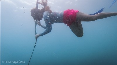 freediving training on ropework